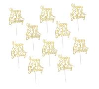 VALICLUD 10pcs Golden Cake Decoration Happy Birthday Cupcake Toppers Birthday Cake Top Decoration Toppers Desserts Paper Pick Happy Sign