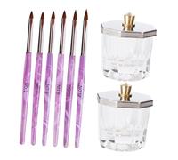 VALICLUD 10pcs Nail Art Nail Paint Brush Acrylic Glass Material Stylish Practical Design Assorted Color with Lid for Home Use