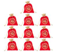 VALICLUD 10pcs Red Drawstring Lint Candy Bags with Chinese Fu Character Design, Delicate Wrapping and Storage, 12x16cm Party Gift Bags for New Year Celebration and Protecting Your