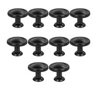 VALICLUD 10Pcs Round Door Pull Handles Black Cabinet Knobs Built-in Coupling Nut for Kitchen and Wardrobe