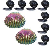 VALICLUD 10pcs Shell Candy Boxes Black Plastic Seashell Containers with Lid, Portable and Elegant Shell-shaped Candy Holders for Nautical-themed Weddings and DIY Marine Party Supplies