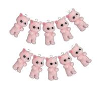 VALICLUD 10pcs Small Colorful Flocking Cat Charms DIY Jewelry Making Bracelet Charms Cute Cartoon Cat Pendants for Keychains Necklaces Anklets Handbag Decorations