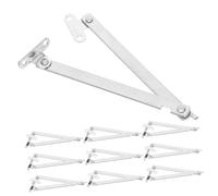VALICLUD 10pcs Stainless Steel Lid Support Hinges Adjustable Folding Pull Rods for Cabinet Doors Wardrobe Cupboard Furniture Display Stands with Space Saving Two Fold Design