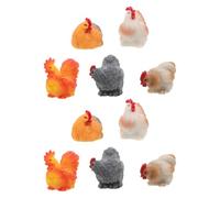 VALICLUD 10pcs Tiny Resin Rooster Figurine with Realistic Design, Easy to Clean Mini Chicken Decor for Farmhouse and Dollhouses, Rustic Country Style Desktop Rooster Ornament