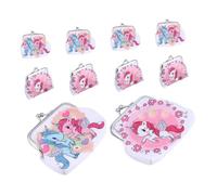 VALICLUD 10pcs Unicorn Kiss Lock Purse for Women and Little Wear Resistant PVC Cartoon Coin Pouch with Multiple Compartments for Money Cards and Keys Stylish Printed Wallets