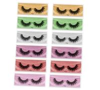 VALICLUD 12 Pairs Dense False Eyelashes for Women Reusable Curly Fiber Lashes with Mixed Yellow Green Purple Red Silver Pink Tones Natural Volume Eye Beauty Enhancer