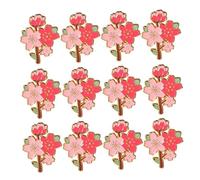 VALICLUD 12 Pcs Cherry Blossom Brooches for Women Enamel Lapel Pins with Pink Flower Design Lightweight Zinc Alloy Jewelry Kawaii Accessories for Birthday Wedding Party