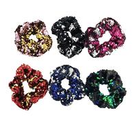 VALICLUD 12 Pcs Flash Sequins Hair Ties Double Color Elastic Ponytail Holders for Women and Girls Stretchy Glitter Hair Accessories for Parties and Daily Wear Random Color