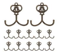 VALICLUD 12 Sets Double Prong Metal Wall Hooks Dual Hook Functionality Universal Mounting Adaptability for Cabinet and Corridor Organizers