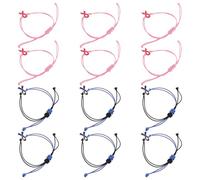 VALICLUD 12pcs Adjustable Pink Braided Awareness Bracelets for Women, Inspirational Cord Wristbands for Mental Health Support and Suicide Prevention, Charity Set