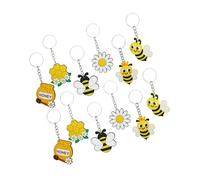 VALICLUD 12Pcs Bee Keychain with Flower Design Cute Handbag and Backpack Pendant Unique Bee-themed Key Holder for Women and Decorative Charm Keyrings for Party Favors and