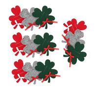 VALICLUD 12pcs Christmas Four Leaf Clover Felt Wallets Compact Red Green Holder Money Clip for Birthday Party DIY Gift Cash Holder