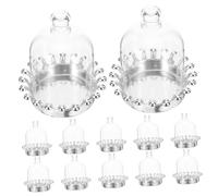 VALICLUD 12pcs Clear Small Favour Boxes with Silver Crown Base Dome Lids Lightweight Reusable Plastic Vintage Candy Boxes for Wedding Party Treats and Decorative Storage