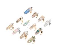 VALICLUD 12pcs Crystal Nail Art Rings Set Open Adjustable Manicure Finger Rings with Rhinestone Decor Delicate Nail Charms and Party Accessories