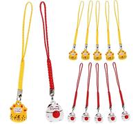 VALICLUD 12pcs Cute Cat Keychain Ornaments round Bell Pendants Easy to Suspend and Practical Hanging Adornments for Backpacks and Mobile Phone Cases Random Random Color