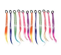 VALICLUD 12pcs Dirty Braid Hair Tie Braiding Hair Extensions Fake Braids for Boys and Girls Cosplay Carnival Festival Accessories Rubber Bands Ponytail Extensions Random Color