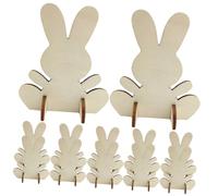 VALICLUD 12pcs Easter Bunny Wooden Cutouts DIY Craft Wood Chips Unfinished Rabbit Decorations for Creative Painting Easter Party Tabletop Decor