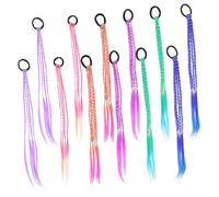 VALICLUD 12pcs Fluorescent Colored Braided Ponytail Hair Extensions for Little Lightweight Role Play and Dance Accessories Comfortable for Halloween and Cosplay