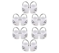 VALICLUD 12pcs Ghost Candy Bucket for Halloween Plastic Witch Pots Handles as Candy Pail and Snack Container for Trick Treat Party Favors
