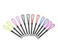 VALICLUD 12Pcs Hair Coloring Stirrer Set Plastic Hair Dye Mixing Tools with Whisk Design Multi-Color Blue Purple Pink Black Red Green Professional Manual Mixer