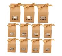 VALICLUD 12pcs Hollow House Shaped Candy Boxes Kraft Paper Gift Packaging for Weddings Parties Christmas Holiday Favor Holders with Ribbon for Bridal Showers Birthdays