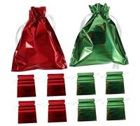 VALICLUD 12PCS Holographic Drawstring Gift Bags with Ribbons for Christmas Holiday Party Foil Wrapping Pouches for Treats Candies Small Presents Festival and Holiday Packaging