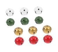 VALICLUD 12pcs Jingle Bells with Star Cutouts Festive Craft Bells in Red White Green Gold Decorative Christmas Ornaments for Wreaths Trees Holiday Parties and DIY Projects