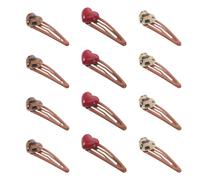 VALICLUD 12pcs Leopard Print Heart Shape Snap Hair Clips for Women, Vintage Retro Style with Strong Grip and Comfortable Plastic and Metal Material, for Everyday Hairstyling