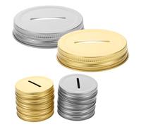 VALICLUD 12pcs Metal Coin Slot Jar Lids for Regular Mouth Jars Tinplate Money Saving Coin Bank Covers Multipurpose Storage for Home and Office