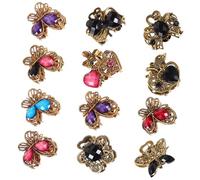 VALICLUD 12pcs Mini Hair Claw Clips for Women Vintage Small Hair Clamps with Teeth Design Strong Alloy and Acrylic Material Easy to Use for Bathroom Dormitory Makeup and Cooking