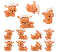 VALICLUD 12pcs Mini Resin Deer Figurines for Christmas Compact Sturdy Reindeer Decor for Holiday Table Cupcake Toppers Desk and Fairy Garden Accessories