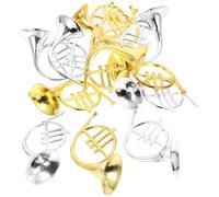 VALICLUD 12pcs Miniature French Horn Christmas Tree Pendant DIY Accessories 12cm Plastic Finely Crafted Festive Detailed Workmanship Lightweight Party Decor