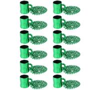 VALICLUD 12pcs Mug Pendant Necklace Green Plastic Beaded Chain | Lightweight Festive Jewellery for Women, Bartenders, Costumes, Party Outfits and Dress up Celebrations