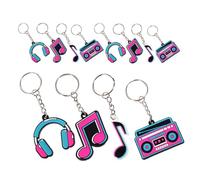 VALICLUD 12pcs Music Note Keychains Pvc Guitar Turntable Keyring Set for Karaoke Theme Birthday Party Favors Music Event Accessories for Lovers