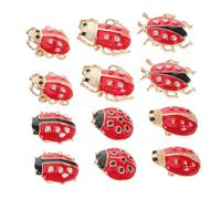VALICLUD 12pcs Rhinestone Ladybug Brooch Pins Durable Alloy Insect Lapel Pins for Women Shirts Scarves Bags Creative Vintage Beetle Jewelry Accessories