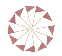 VALICLUD 12pcs Rose Gold Triangle Toothpick Flags for Cake Fruit Appetizers Decorative Flag Picks for Birthday Weddings Party Food Styling