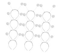 VALICLUD 12pcs Silver Martian Antenna Headbands with Glitter Ball Boppers Comfortable Space Costume Accessories for Women S Halloween Cosplay Versatile Party Hair Hoops with Sparkly Design