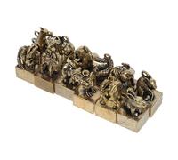 VALICLUD 12pcs Vintage Brass Zodiac Statues Keychain Pendants with Detailed Animal Designs Retro Chinese Zodiac Crafts for Home Decor and Chinese Year Collection