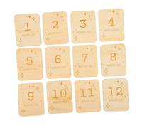 VALICLUD 12Pcs Wooden Milestone Cards with Natural Wood Grain Texture for Growth Recording Lightweight Rustic Month Marker Signs for Birthday and Keepsake Decorations