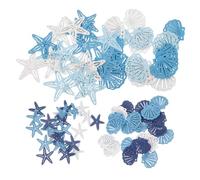 VALICLUD 136Pcs Ocean Themed Wooden Slice Ornaments DIY Sea Star and Shell Wood Cutouts for Home Hanging Decoration Realistic Nautical Craft Safe for Party Decor