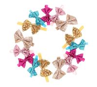 VALICLUD 15pcs Girl Headbands with Sparkly Sequin Bows Soft Elastic Hair Bands for Newborns and Toddlers Versatile Hair Accessories Lake Pink and Rose Red