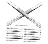 VALICLUD 15Pcs Stainless Steel Stamp Tongs Crafting Tweezers for False Eyelashes Precision Coin Tweezers Multipurpose Beauty and Hobby Tool with Comfortable Handle