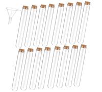 VALICLUD 16 Pcs Clear Glass Test Tubes with Cork Stoppers and Small Funnel Sealing Bottles for Scientific Experiments Candy Storage DIY Crafts Party Decorations