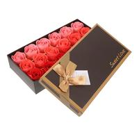 VALICLUD 18Pcs Artificial Rose Scented Soap Petals Box, Gradient Red Simulation Soap Flowers for Women Bath, Facial Cleanser, Valentine’S Day, Birthday, Wedding Present