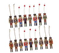 VALICLUD 18Pcs Christmas Nutcracker Figures Ornaments Wooden Soldier Hanging Decor for Tree Home Hotel and Restaurant Xmas Party Decoration and