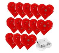 VALICLUD 18Pcs Red Heart-Shaped Luminous Brooch Pins for Valentine'S Day Party Decorations, Plastic Heart Awareness Pins for Women and, Suitable for Sweaters and Jackets