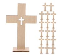 VALICLUD 18pcs Unfinished Wooden Cross Ornaments DIY Craft Tabletop Crosses for Baptism Church Events Religious Decorations Portable Keepsake for Easter and