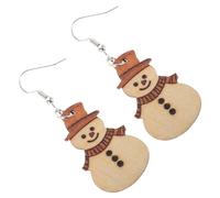 VALICLUD 1pair Cute Snowman Wooden Dangle Earrings for Women Christmas Holiday Jewelry Festive Accessory for Girls and Xmas Party Decorations Charming Design for Sensitive Skin