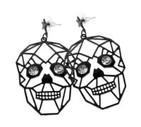 VALICLUD 1pair Spooky Skull Earrings for Women Unique Black Dangle Jewelry for Halloween Parties Gothic Style Accessory Versatile Fashion Statement Must-have Halloween Decoration