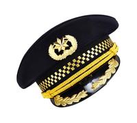 VALICLUD 1Pc Airline Captain Hat Cosplay Costume Accessory for Party Durable Role Playing Prop Black Wide Brim Design for Themed Events and Daily Wear